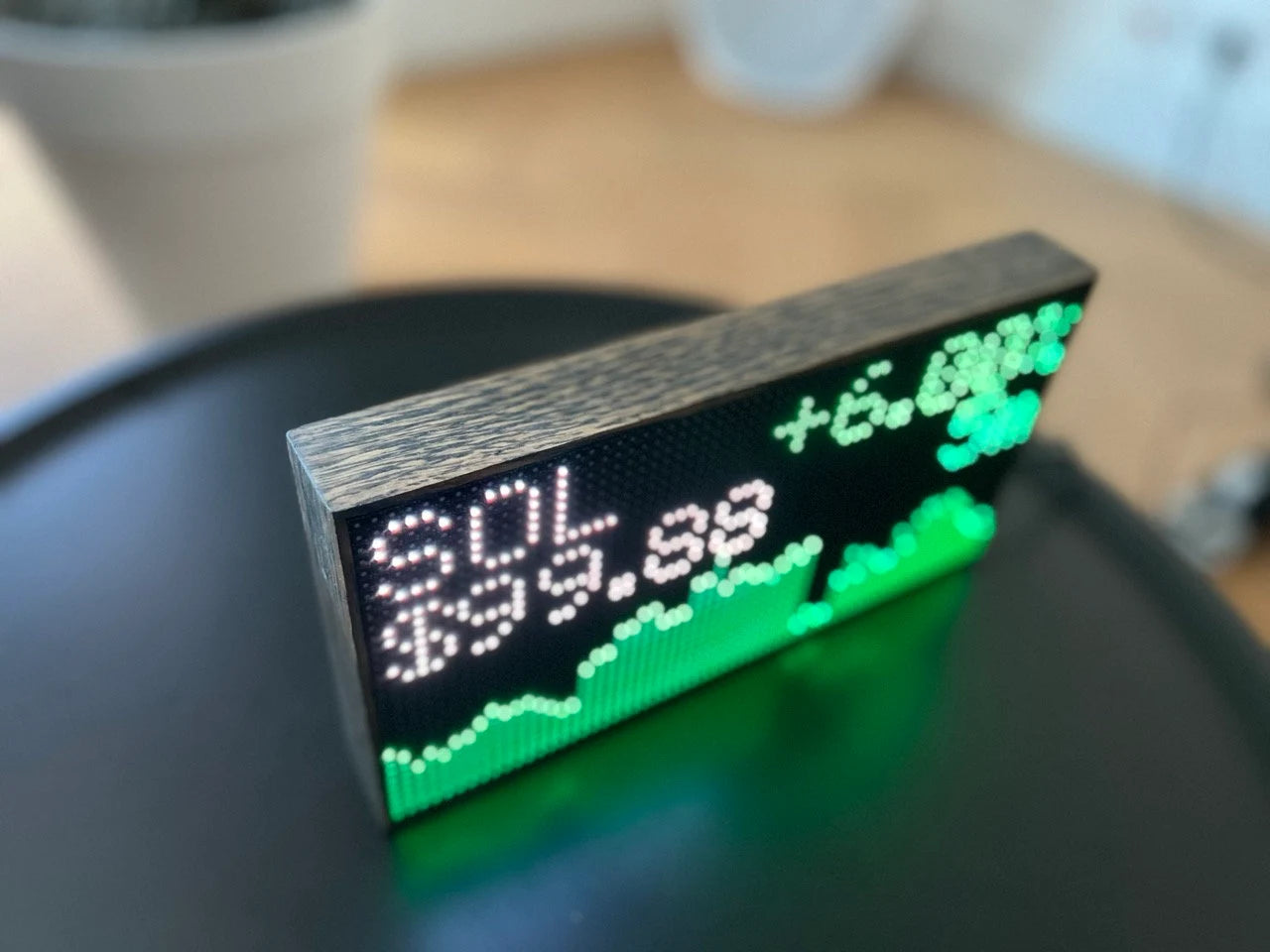 Handcrafted Cryptoak Ticker Series LED Cryptocurrency Displays in Premium Oak Wood