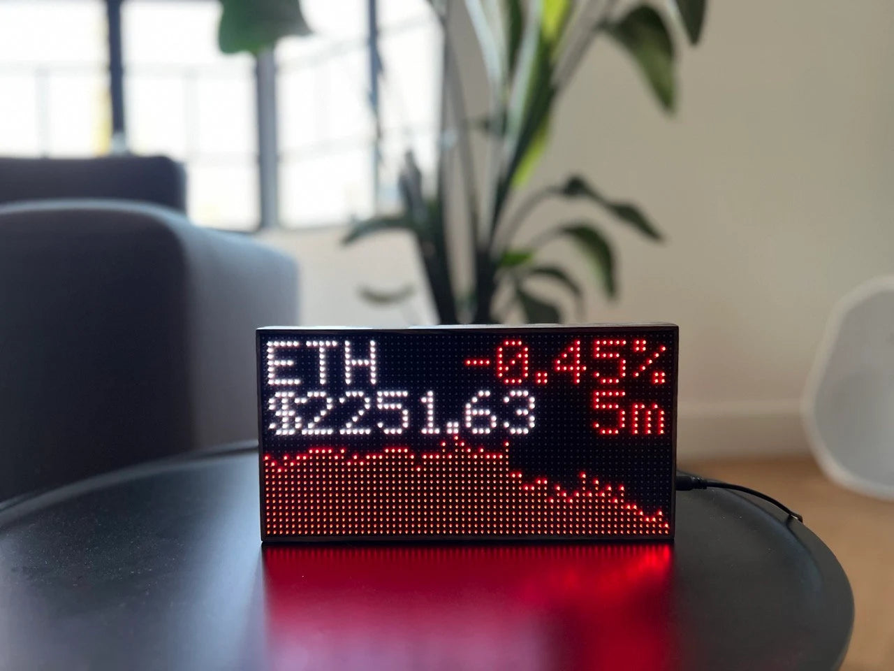 Handcrafted Cryptoak Ticker Series LED Cryptocurrency Displays in Premium Oak Wood