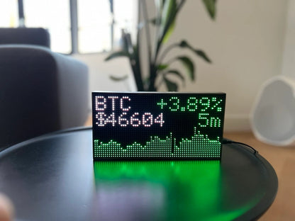 Handcrafted Cryptoak Ticker Series LED Cryptocurrency Displays in Premium Oak Wood