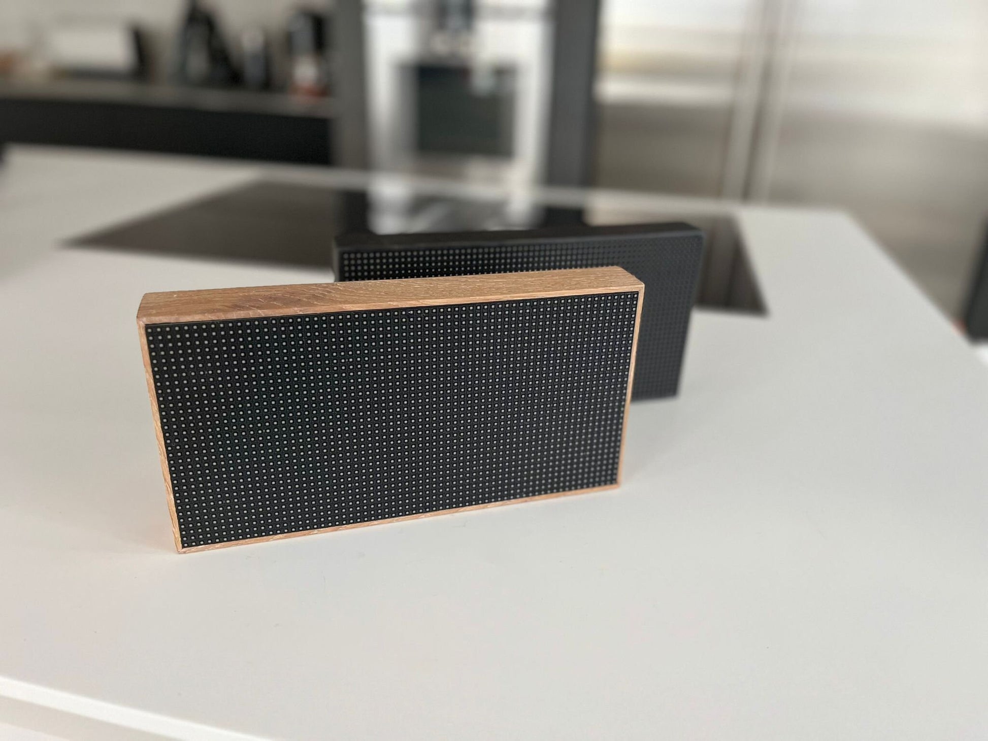Handcrafted Cryptoak Ticker Series LED Cryptocurrency Displays in Premium Oak Wood